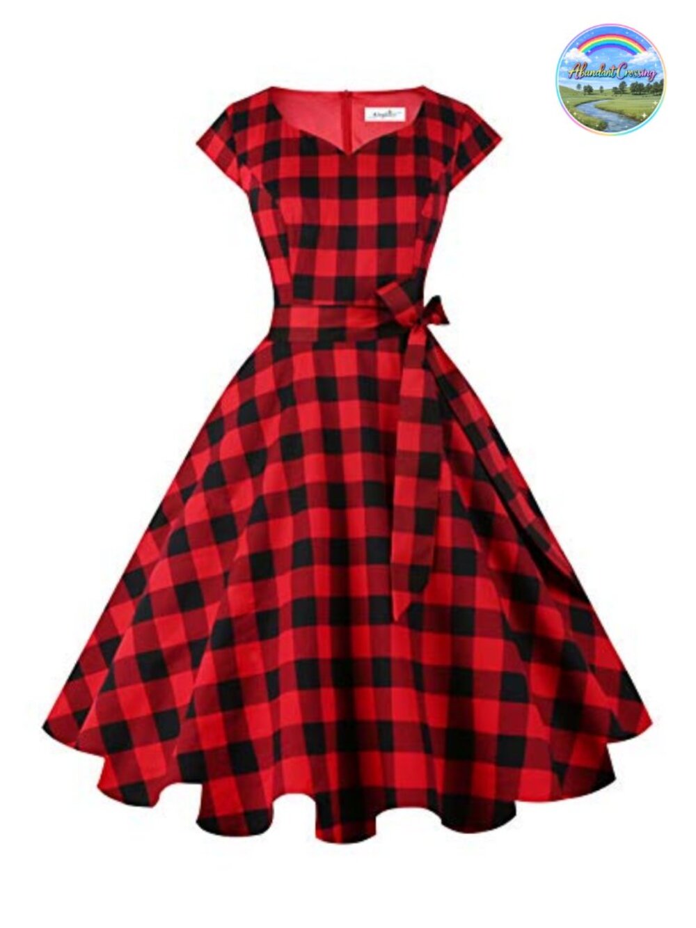 Vintage 1950s Audrey Hepburn Style Swing Dress Sweetheart Cap Sleeve